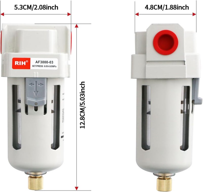 RH 3/8" NPT Air Dryer for Compressor, Air compressor water separator,air compressor filter,AF3000-03 Manual Drain,5 Micron Brass Element, Poly Bowl 0-150 psi 5μm. - Image 1